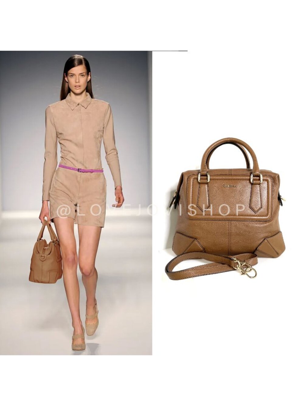 Handbag | MaxMara Olimpia 2-Way Handle | Early Ian Griffiths Era | Camel Cognac